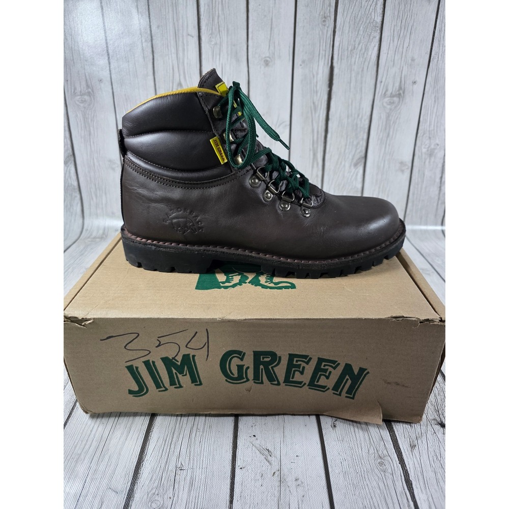 Jim Green Razorback Dark Brown Leather Hiking Work Boots Mens US 13 EU 47 UK 12